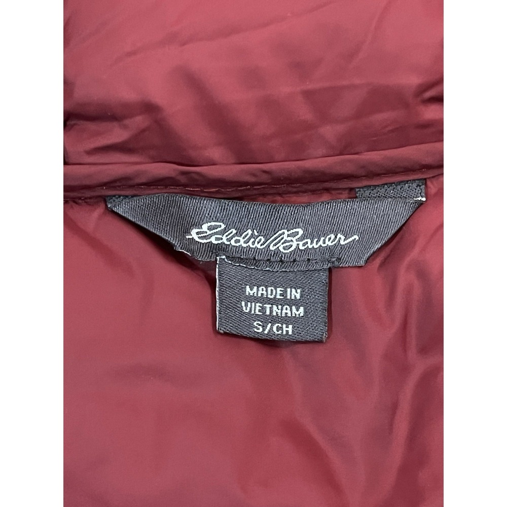 Eddie Bauer Jacket Womens S Maroon EB650 Down Puffer Zip Lightweight Hooded - Picture 5 of 8